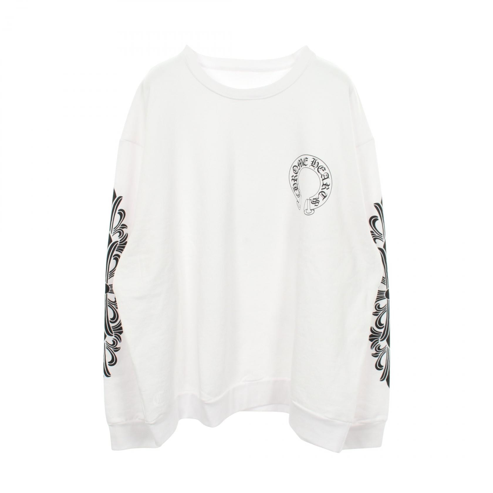 Chrome Hearts Floral Cross Horseshoe Back Print Sweatshirt "White"