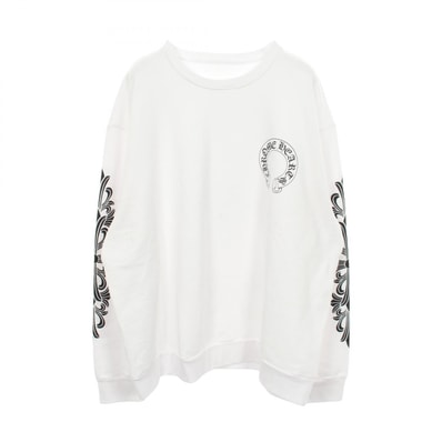 Chrome Hearts Floral Cross Horseshoe Back Print Sweatshirt "White"