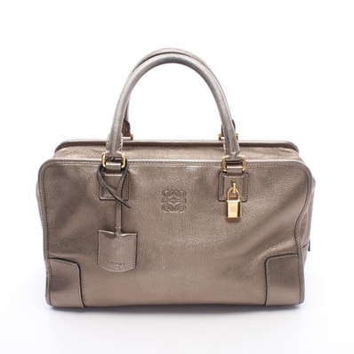 ロエベ LOEWE アマソナ36 メタリック ハンドバッグ バッグ レザー レディース ゴールド系 【中古】