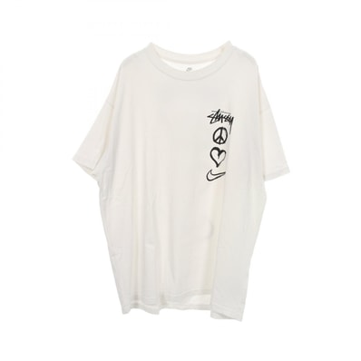 ステューシー STUSSY STUSSY × NIKE ロゴプリント 半袖Tシャツ 衣料品 トップス コットン メンズ ホワイト系 【中古】