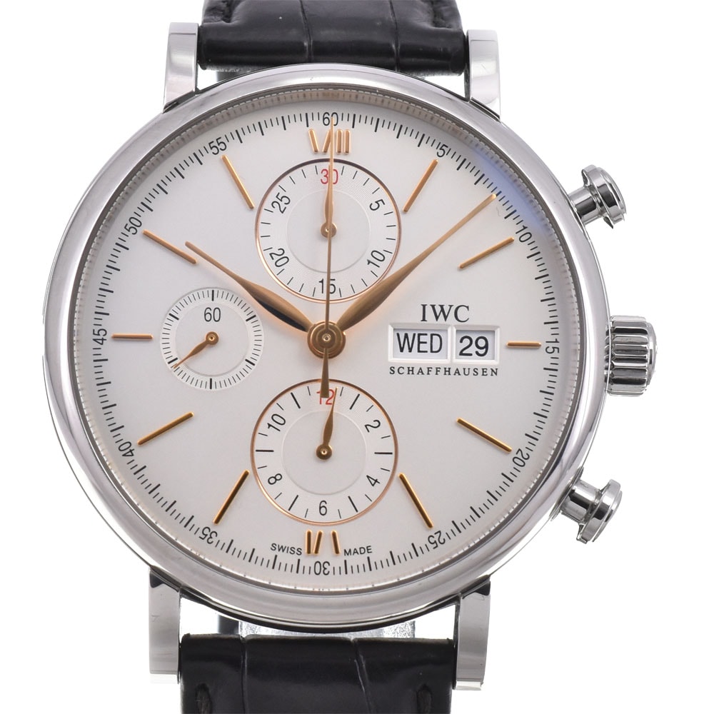 ベルト訳あり IWC IWC SCHAFFHAUSEN IW391031 ポートフィノ クロノグラフ 自動巻き メンズ 箱・保証書付き R#146581