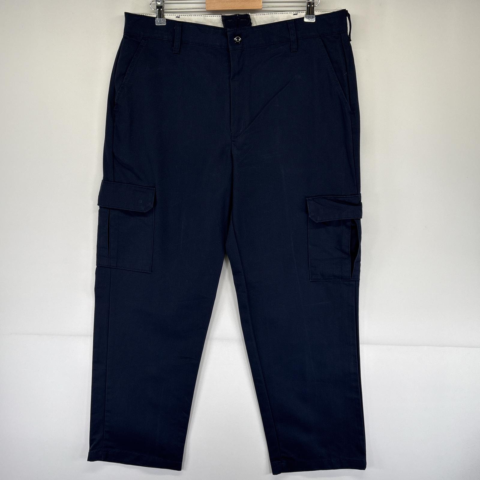 古着 レッドキャップ RED KAP ワークパンツ カーゴパンツ ワンポイントロゴ 長ズボン チノパン 作業着 センタープレス w38  ネイビー メンズ