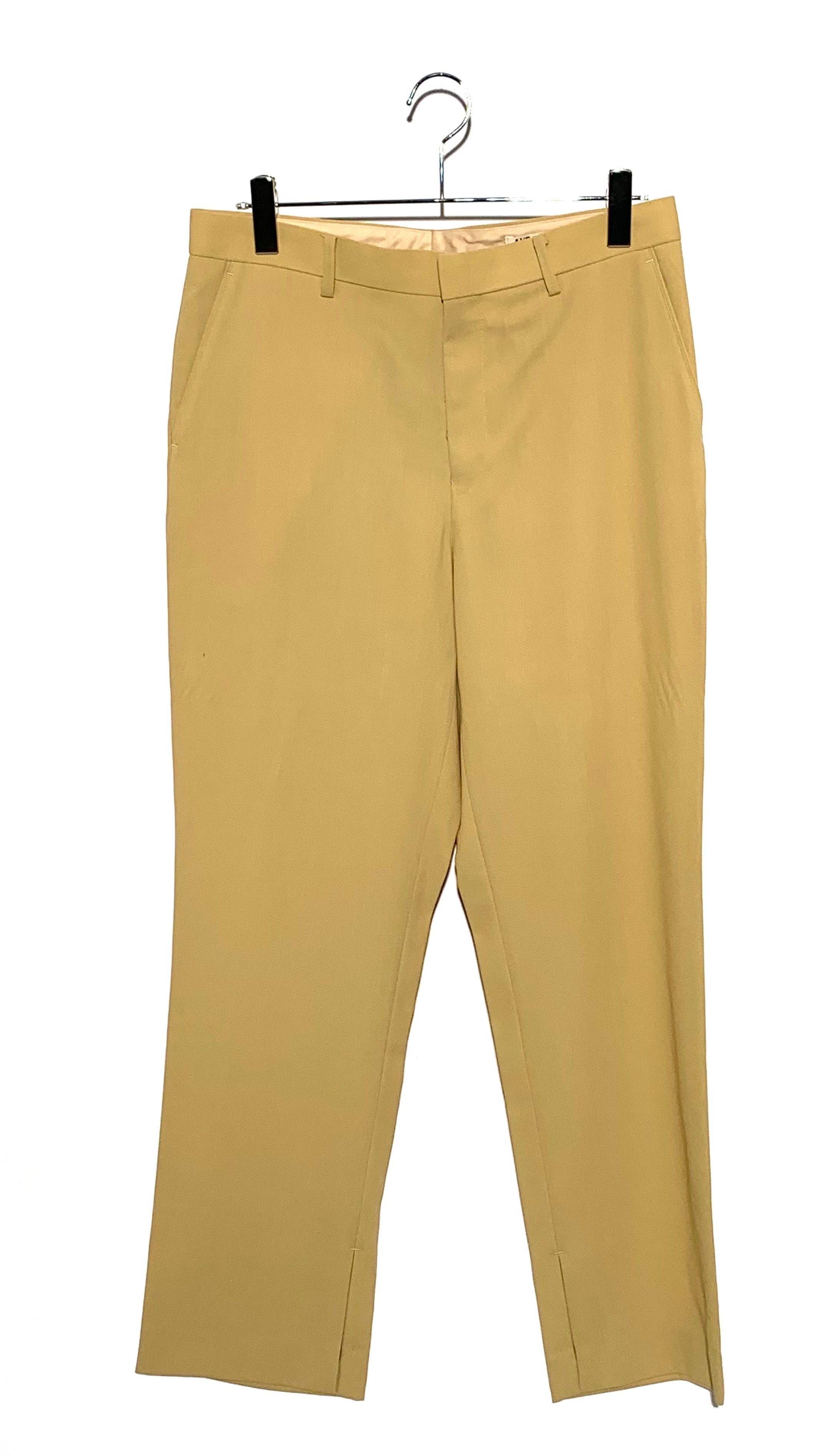 AURALEE HARD TWIST WOOL DOBBY SLIT SLACKS yellow 21SS
