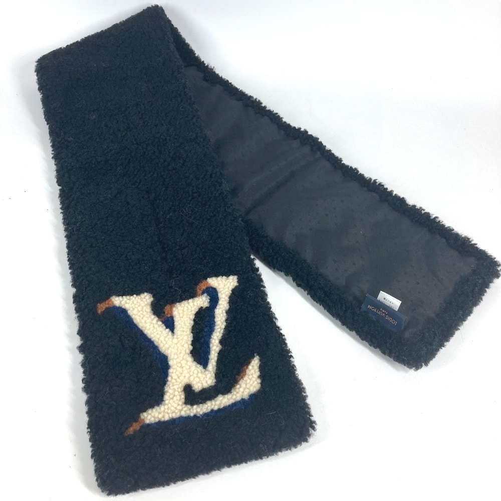 ルイヴィトン LOUIS VUITTON エシャルプ ムートン テディ M69972 モノグラム アクセサリー ファー ティペット マフラー シアリング ブラック