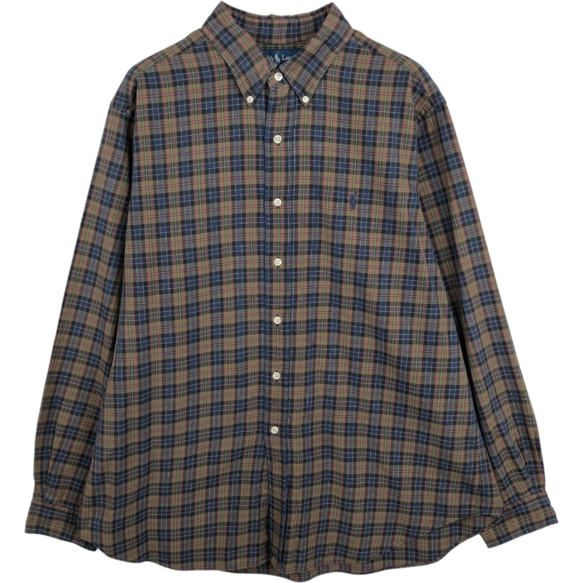 古着 ラルフローレン Ralph Lauren CLASSIC FIT 長袖 ボタンダウンチェックシャツ メンズXL相当/eaa678040