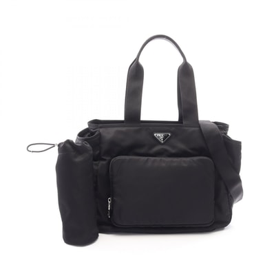 プラダ PRADA VELA Re-Nylon ベビーバッグ マザーズバッグ 2WAY トートバッグ バッグ ナイロン サフィアーノレザー レディース ブラック系 1BG102RV44F0002 【新品】