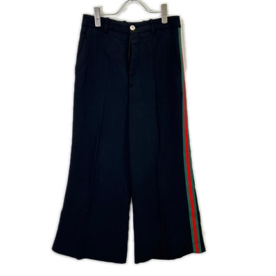 グッチ 523250 ブラック ウェブライン レーヨン トラウザーパンツ 40