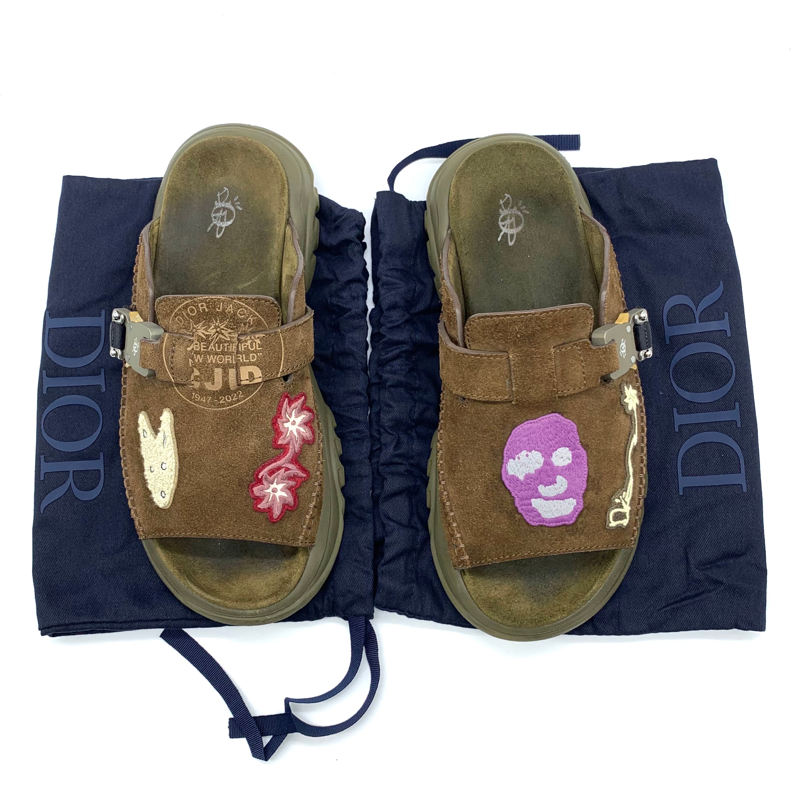 22SS ×Travis Scott / Cactus Jack スエードレザー パッチカスタム ラバー サンダル