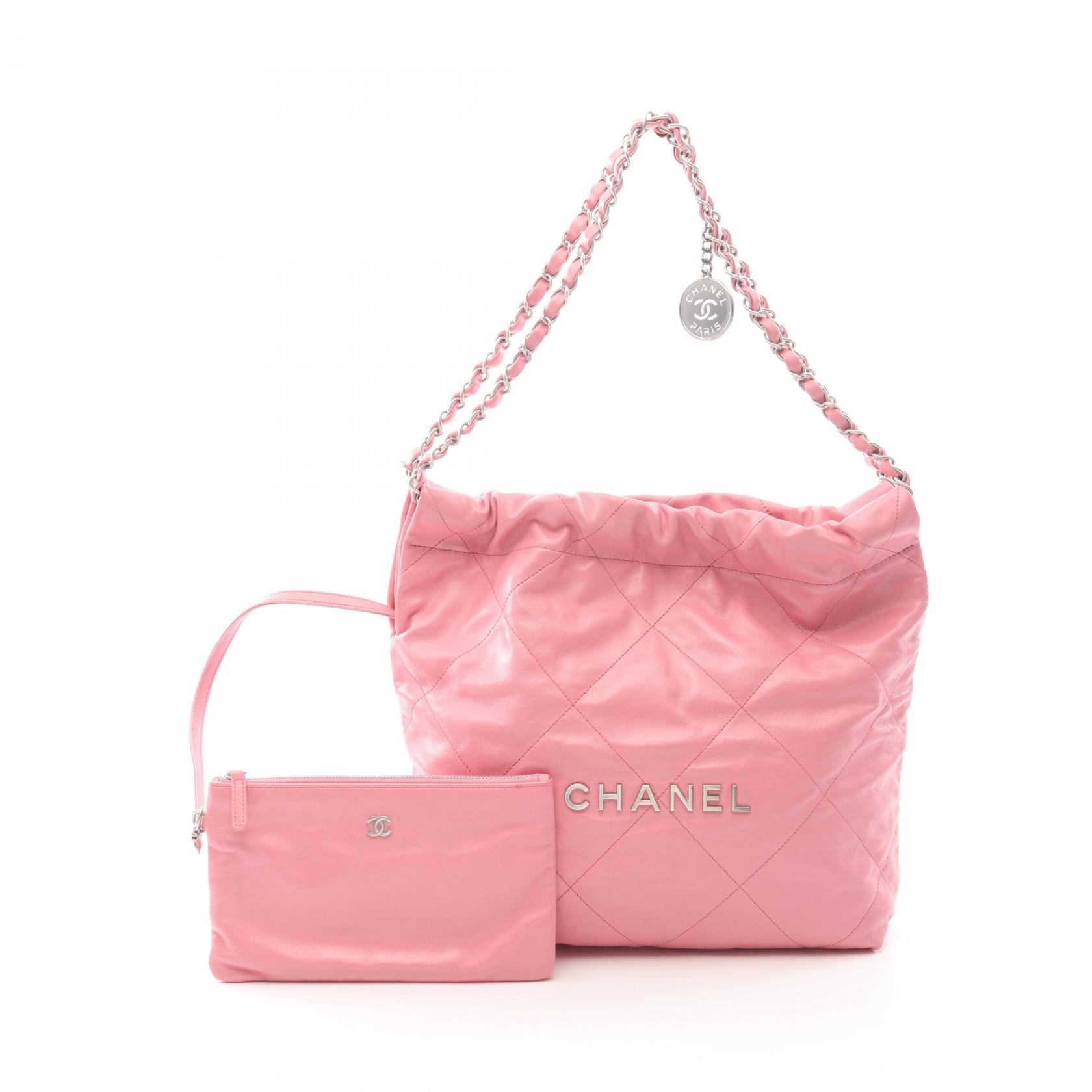 샤넬 CHANEL 마트라세 샤넬 22 스몰 숄더백 백 가죽 여성용 핑크 AS3260 [중고]