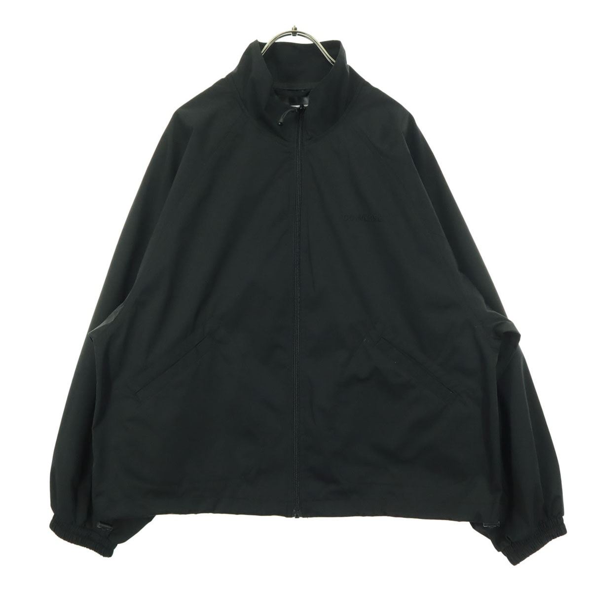 美品 CONVERSE コンバース 同色ロゴ刺繍 長袖 スタンドネック 薄手 ジップジャケット M ブラック スウィングトップ