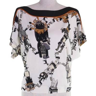 極美品 エルメス 半袖Tシャツ Kachinas カチナ マルチ レディース 38