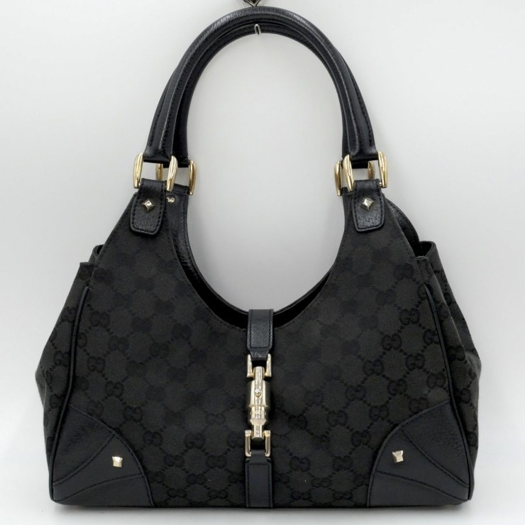 GUCCI(グッチ)ニュージャッキー GGキャンバス ショルダーバッグ ワンショルダーバッグ ブラック レザー ゴールド金具 124407【中古】