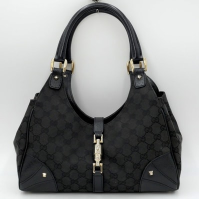 GUCCI(グッチ)ニュージャッキー GGキャンバス ショルダーバッグ ワンショルダーバッグ ブラック レザー ゴールド金具 124407【中古】