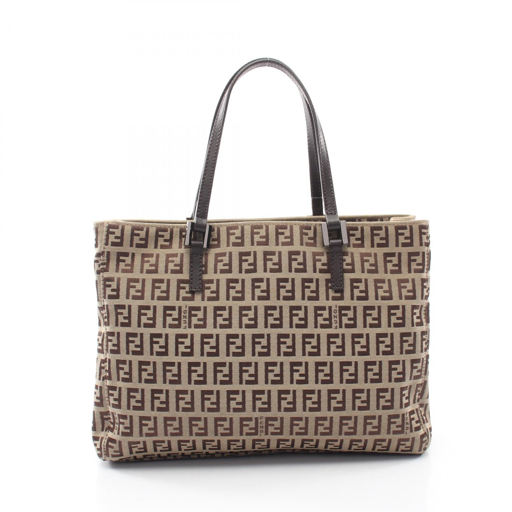 フェンディ FENDI ズッキーノ トートバッグ バッグ キャンバス レザー レディース ベージュ系 / ブラウン系 【中古】