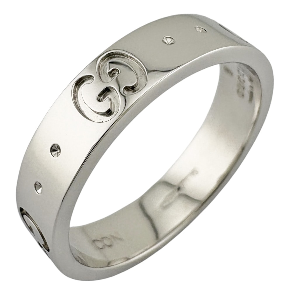 グッチ アイコン リング 指輪 9.5号 18金 K18ホワイトゴールド レディース GUCCI  中古