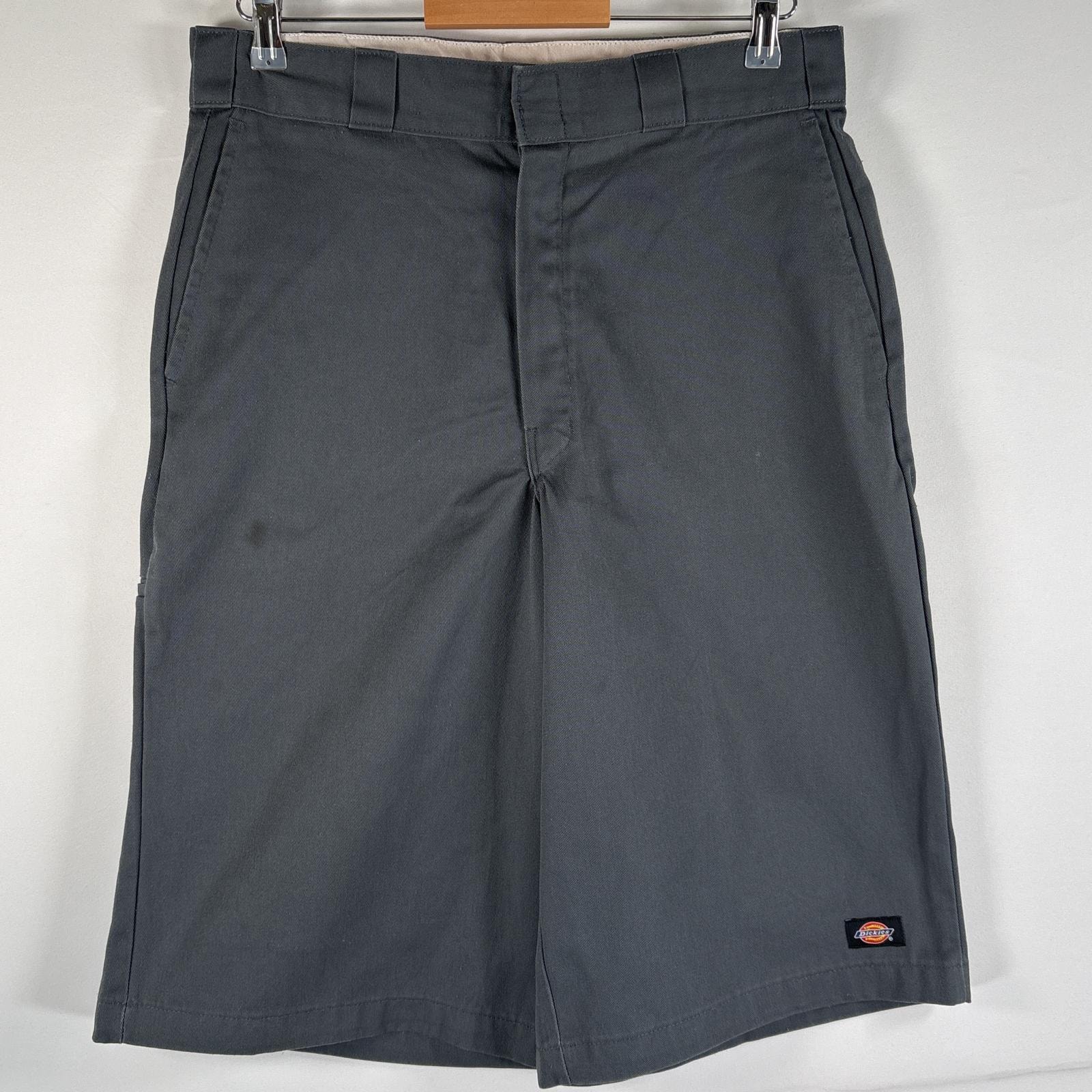 古着 ディッキーズ Dickies ショートパンツ ワークパンツ サイドポケット ワンポイントロゴ ルーズフィット w34  ライトグレー メンズ