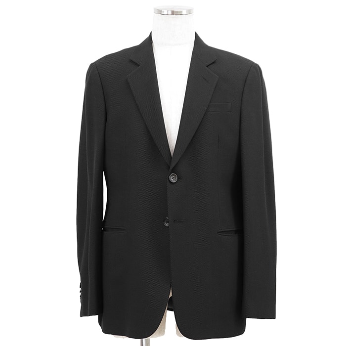 SALE【美品】GIORGIO ARMANI ジョルジオ・アルマーニ ジャケット バージンウール x シルク サイズ 52 メンズ シングルブレスト 2B テーラード 総裏仕立て フルライニング アウター ブラック 黒 イタリア製