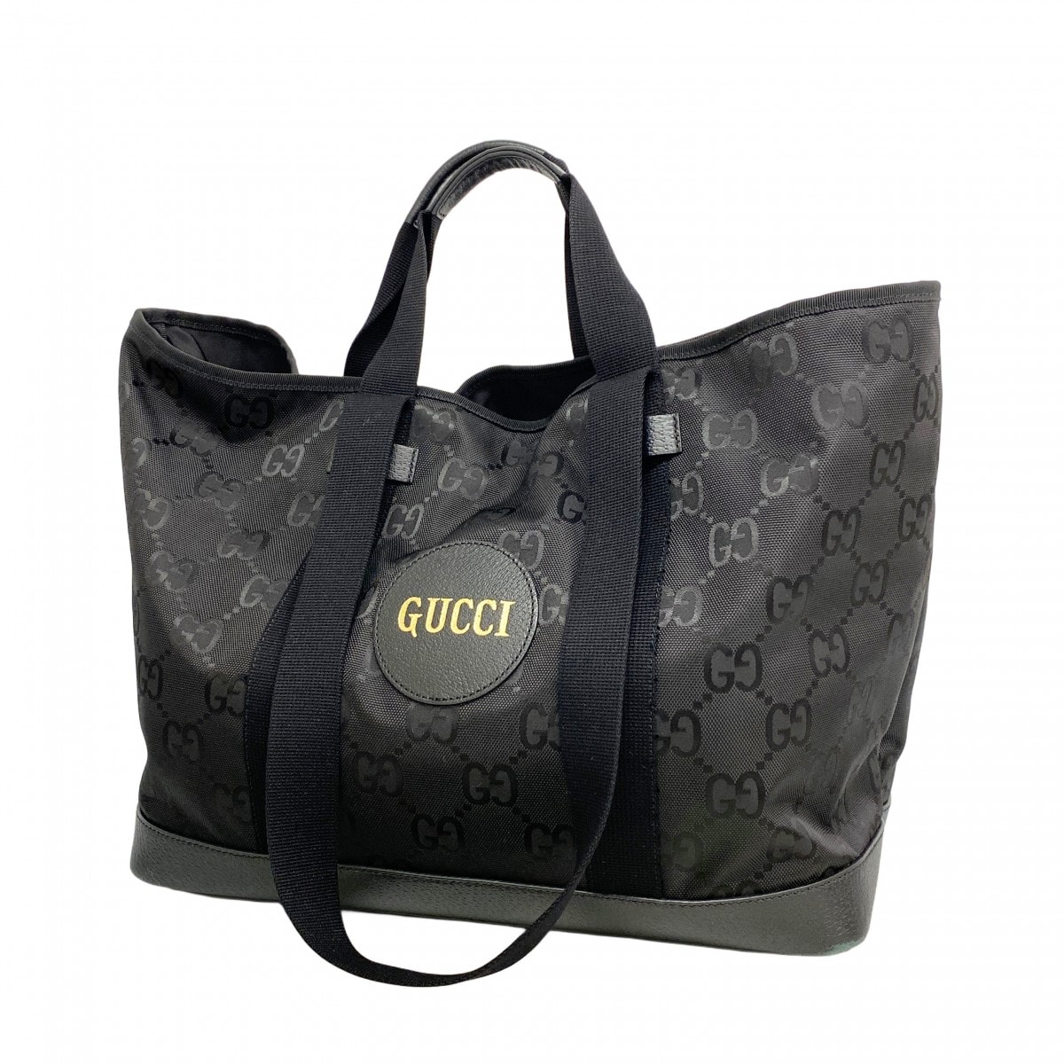 【6db1327-k】グッチ トートバッグ オフザグリッド 746037 ナイロン ブラック シルバー金具 2wayバッグ【中古】メンズ