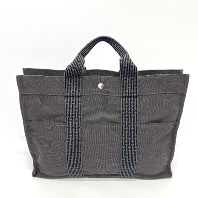 エルメス HERMES エールラインMM カバン トートバッグ バッグ ハンドバッグ キャンバス グレー