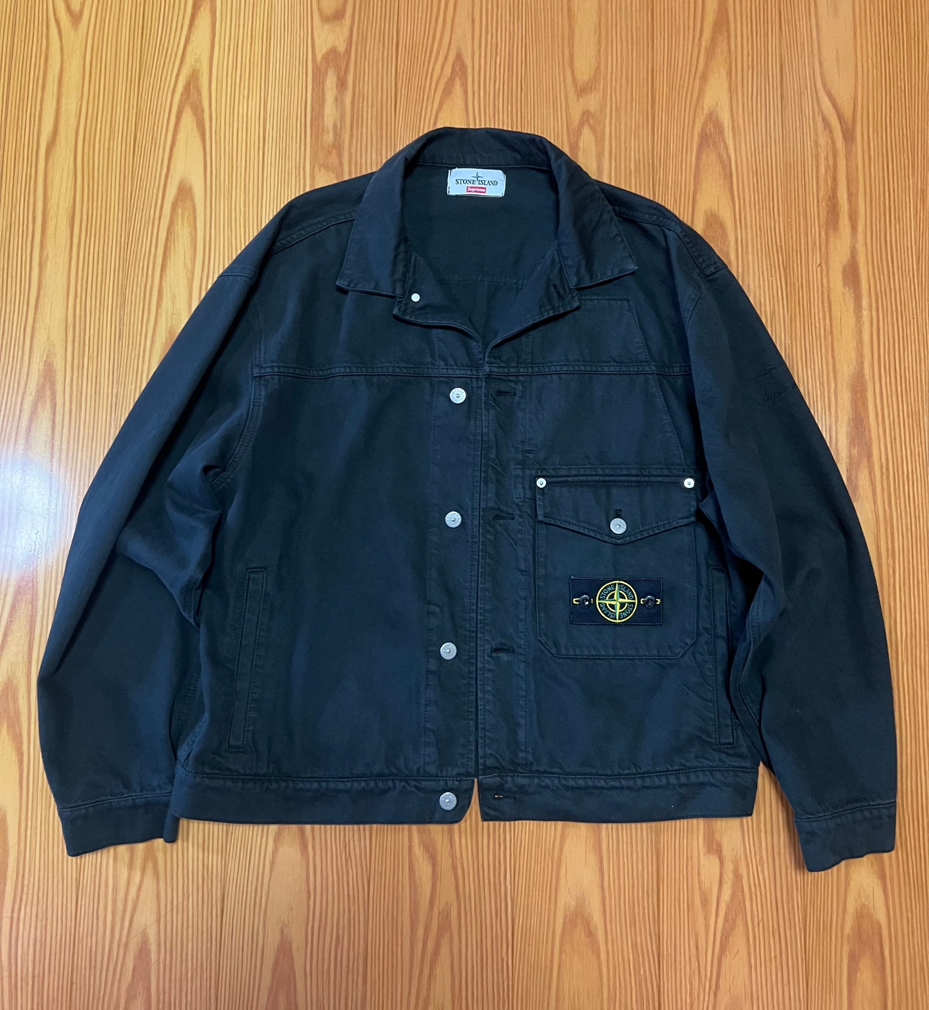 Supreme x Stone Island Denim Trucker Jacket "Black"