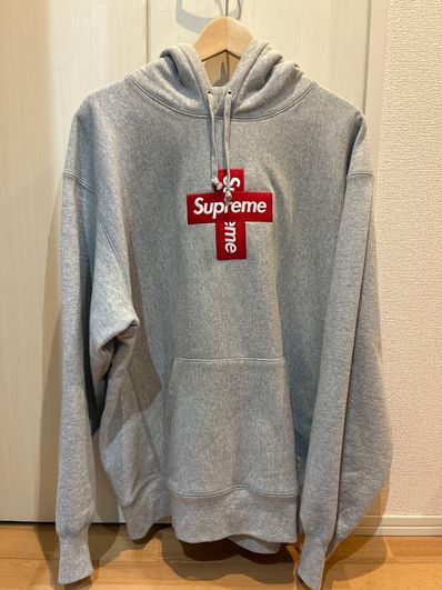 Supreme Cross Box Logo Hooded Sweatshirt "Grey"