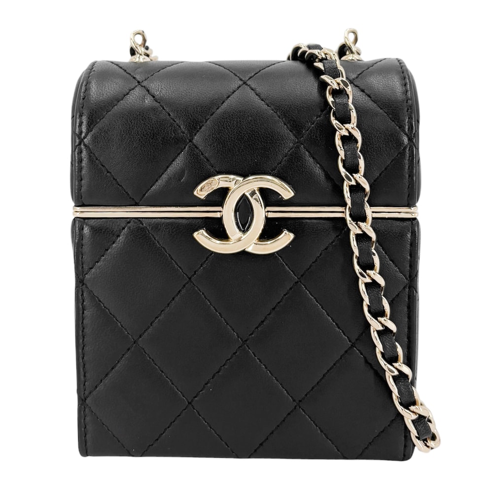 CHANEL シャネル ショルダーバッグ マトラッセ ココマーク ミニバッグ ラムスキン    ブラック 黒 ゴールド金具 レディース【中古品】