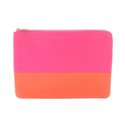 セリーヌ CELINE セカンドバッグ クラッチバッグ バッグ レザー レディース ピンク系 / オレンジ系 【中古】