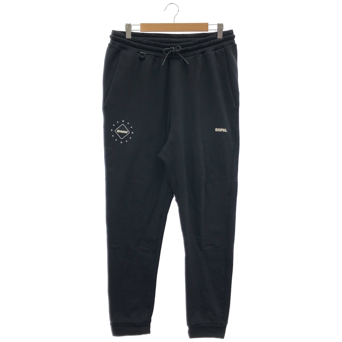エフシーリアルブリストル FCRB-222057 22AW ブラック POLARTEC FLEECE POWER STRETCH TRAINING RIBBED PANTS 裏起毛スウェットパンツ XL
