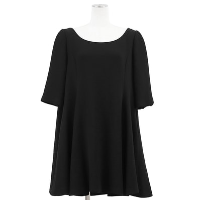 Christian Dior クリスチャンディオール ワンピース サイズ 44 レディース Aライン バックファスナー ハーフスリーブ ウール100% ドレス ブラック 黒 フランス製 7E21637A1106