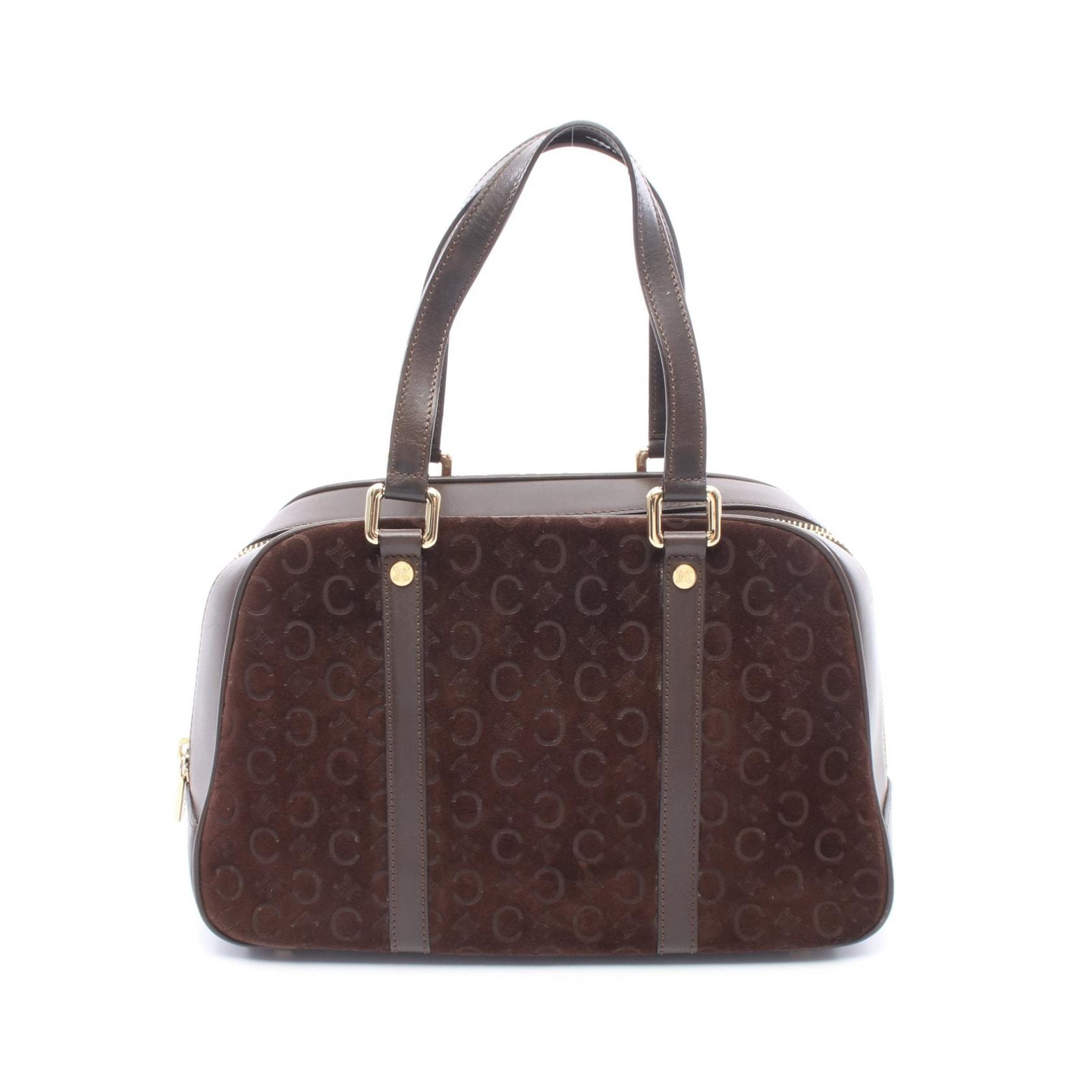 セリーヌ CELINE Cマカダム ハンドバッグ バッグ スウェード レザー レディース ブラウン系 【中古】