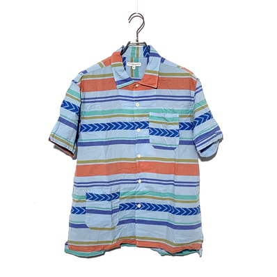 ENGINEERED GARMENTS CAMP SHIRT HORIZONTAL MULTI STRIPE Blue