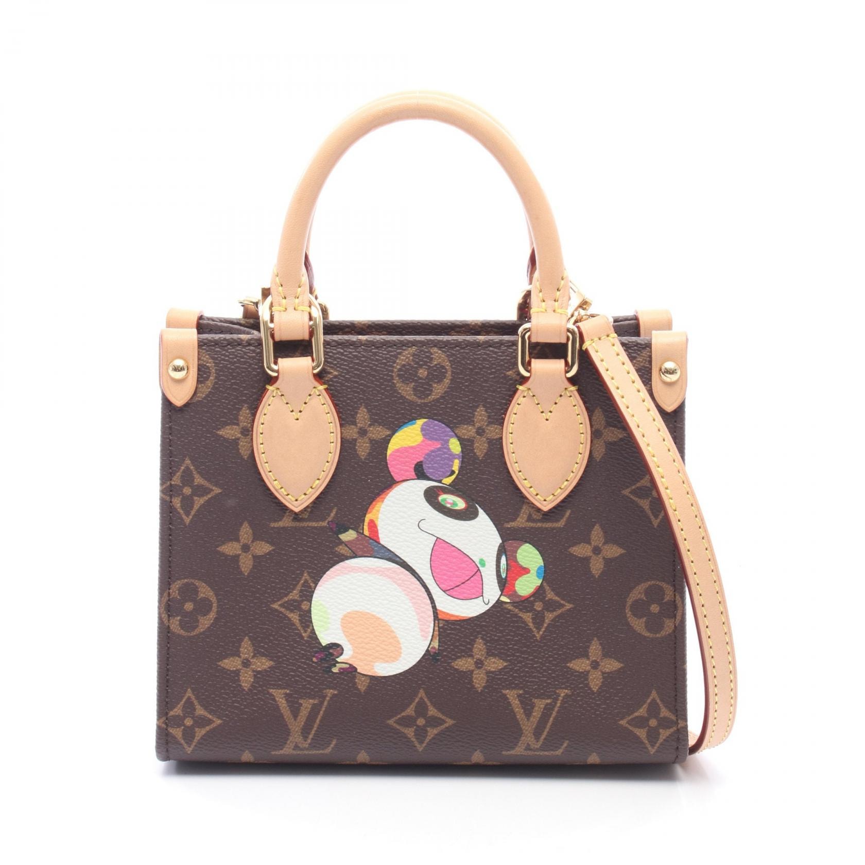 ルイ・ヴィトン LOUIS VUITTON LV × TM オンザゴー BB モノグラムパンダ 2WAY ハンドバッグ バッグ PVCコーティングキャンバス レザー モノグラム レディース ブラウン系 M13668 【中古】