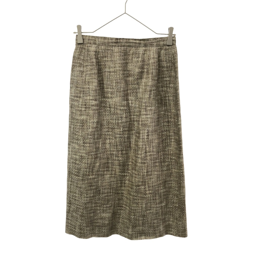 Burberrys バーバリーズ リネン 総柄 ミモレ丈 タイトスカート ベージュ系 バックジップ 裏地付き