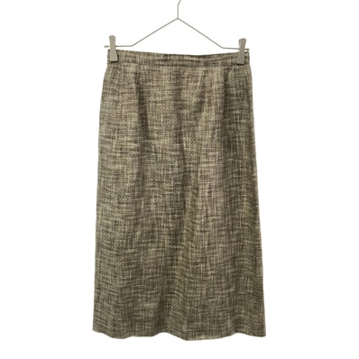 Burberrys バーバリーズ リネン 総柄 ミモレ丈 タイトスカート ベージュ系 バックジップ 裏地付き