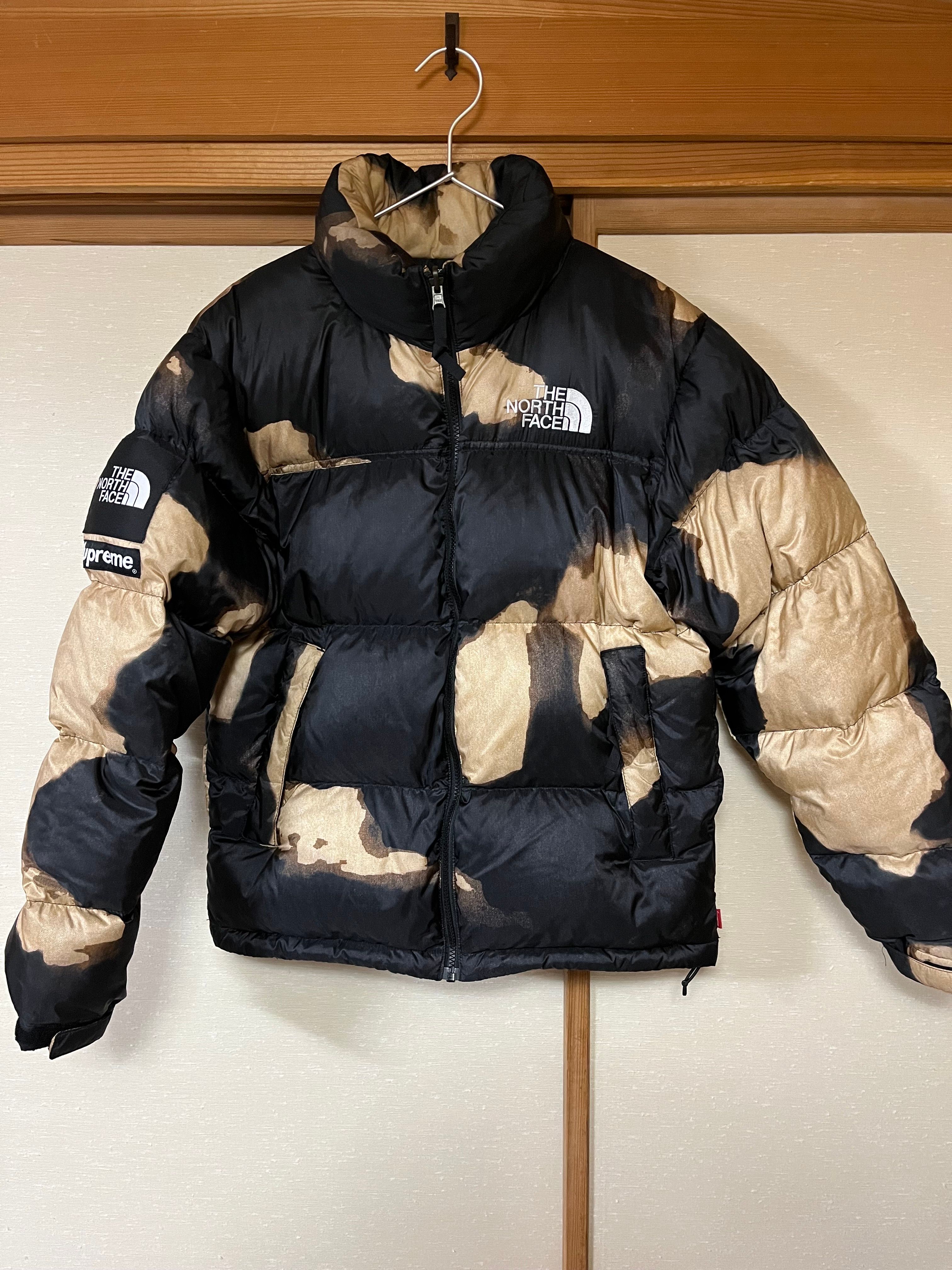 Supreme x The North Face Bleached Denim Print Nuptse Jacket "Black"