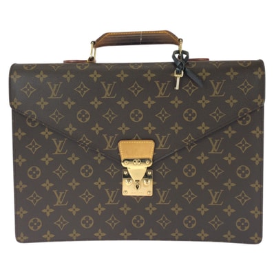 美品 LOUIS VUITTON ルイヴィトン モノグラム セルヴィエット コンセイエ ブラウン ゴールド金具 PVC レザー/ ビジネスバッグ ブリーフケース 604157 【中古】