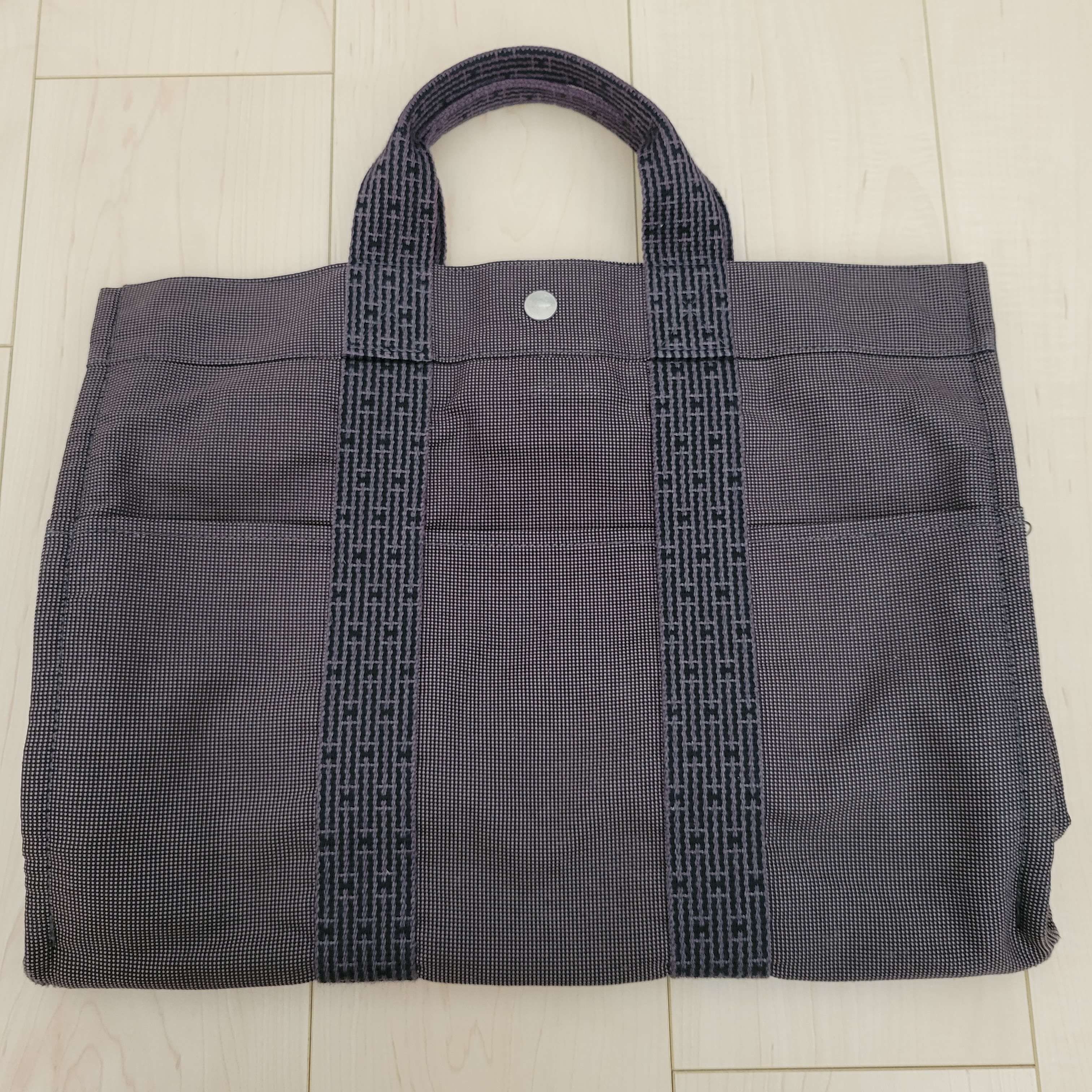 HERMES Her Line Canvas Tote Bag "Gray"