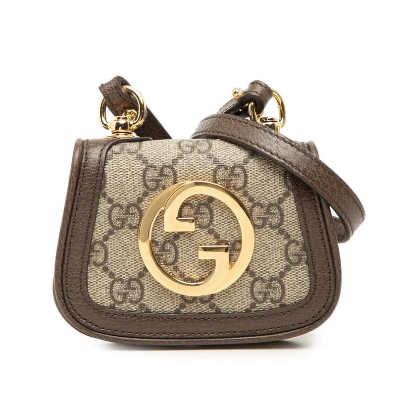 グッチ GGスプリーム インターロッキングG ブロンディ ショルダーバッグ 698635 ベージュ ブラウン レザー レディース GUCCI 中古