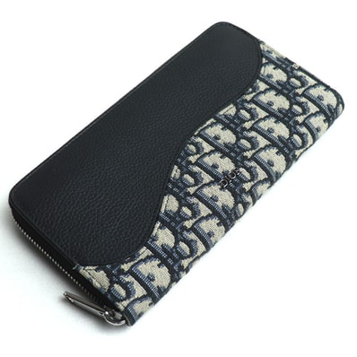 Dior ディオール オブリーク ジャカード ロングジップウォレット 長財布 ネイビー 2ADBC315YKS_H05E レディース【中古】