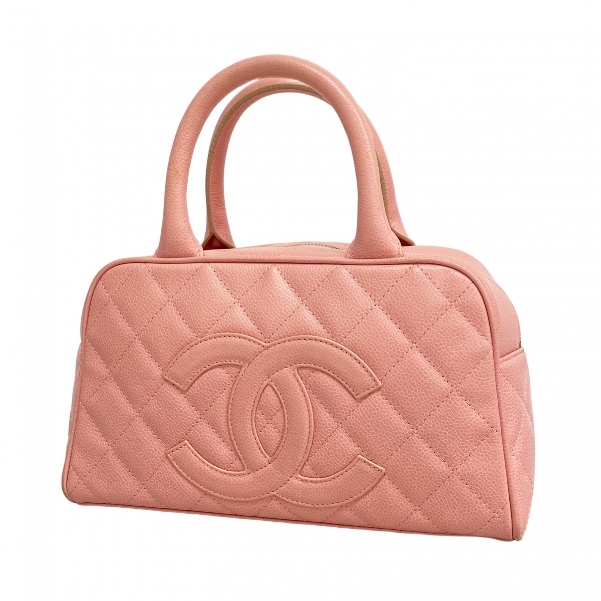 【6dd4904-k】シャネル ハンドバッグ マトラッセ キャビアスキン ピンク ゴールド金具【中古】レディース
