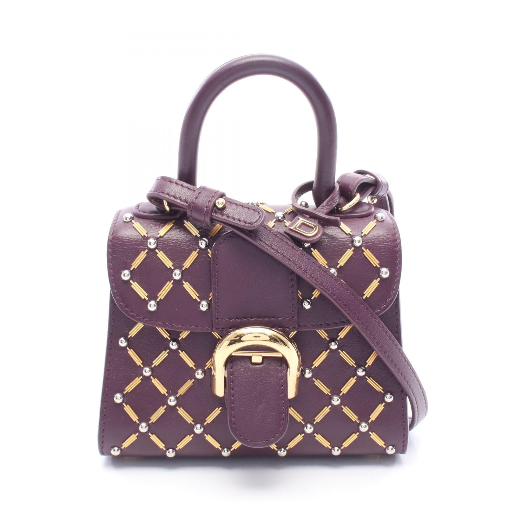 デルヴォー Delvaux ブリヨン マイクロ クイーン オブ デザイア ハンドバッグ バッグ レザー レディース パープル系 【中古】