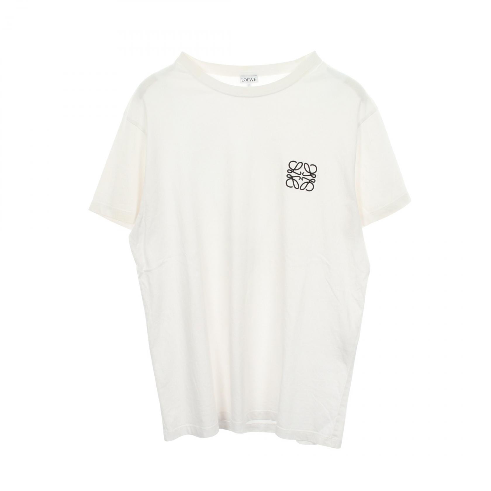 ロエベ LOEWE アナグラム刺繍 半袖Tシャツ 衣料品 トップス コットン レディース ホワイト系 【中古】