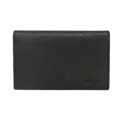 PRADA プラダ サフィアーノ カードホルダー カーフ ブラック スナップボタン 二つ折り コンパートメント パスケース 名刺入れ ロゴ エンボス ネロ カードケース 2MC122