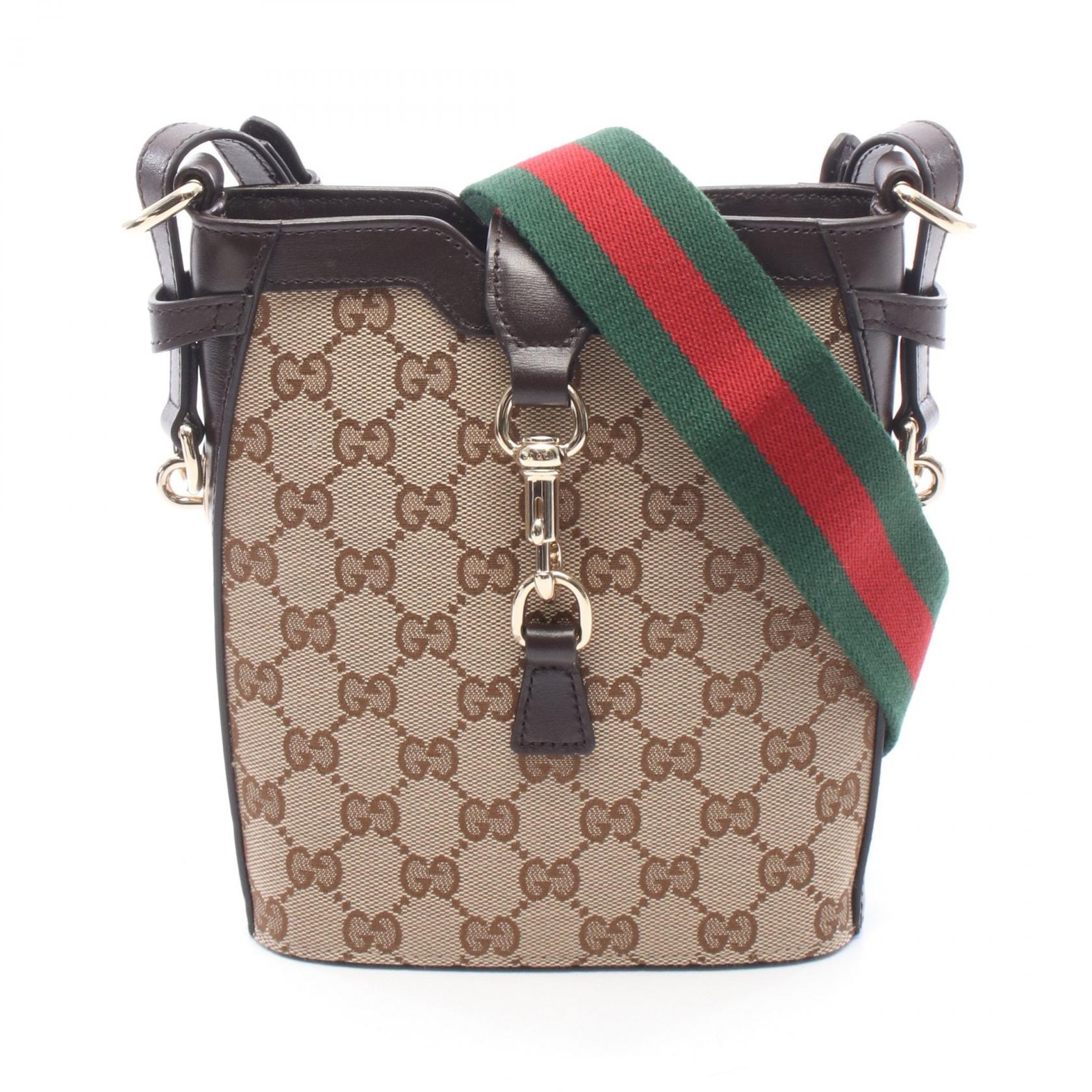 グッチ GUCCI GGシャドウ ミニバケット ショルダーバッグ バッグ キャンバス レザー レディース ベージュ系 / ブラウン系 782919 【中古】