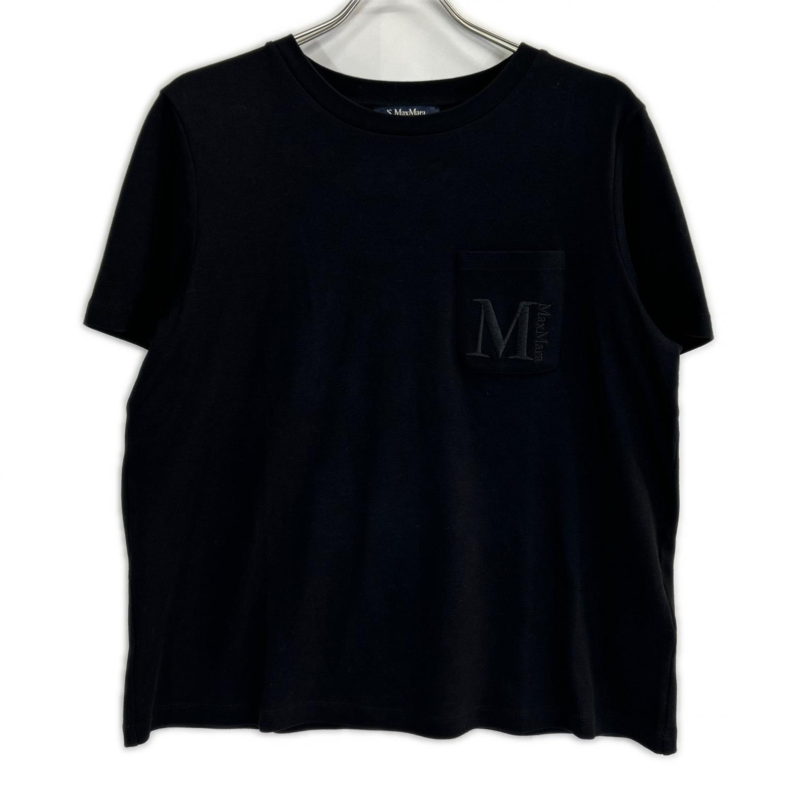 エスマックスマーラ 2529976011 ブラック Mロゴ刺繍MADERA 半袖 ポケット Tシャツ L