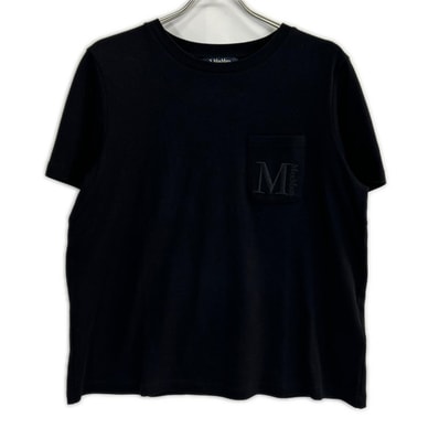 エスマックスマーラ 2529976011 ブラック Mロゴ刺繍MADERA 半袖 ポケット Tシャツ L