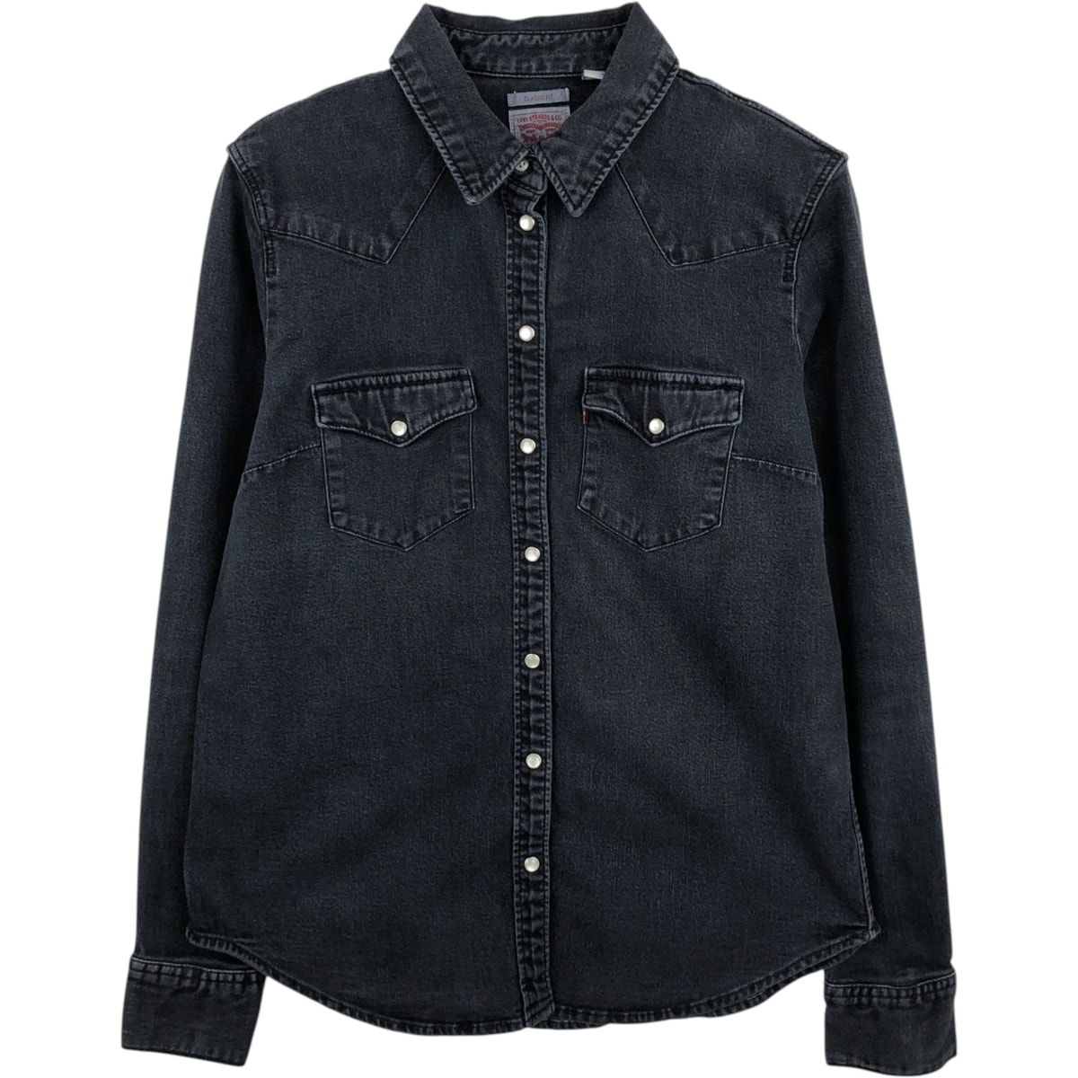 古着 リーバイス Levi's CLASSIC FIT 長袖 ブラックデニムウエスタンシャツ レディースM相当/eaa626413