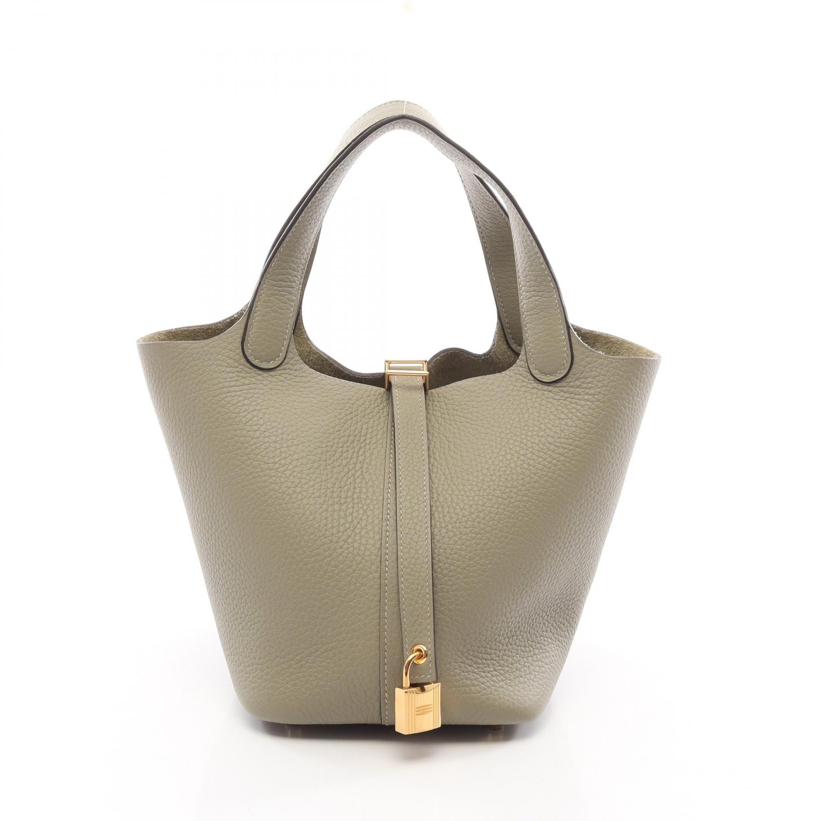 エルメス HERMES ピコタンロックPM セージ ハンドバッグ バッグ レザー トリヨンクレマンス セージ U刻印(2022年製造) レディース カーキ系 【中古】