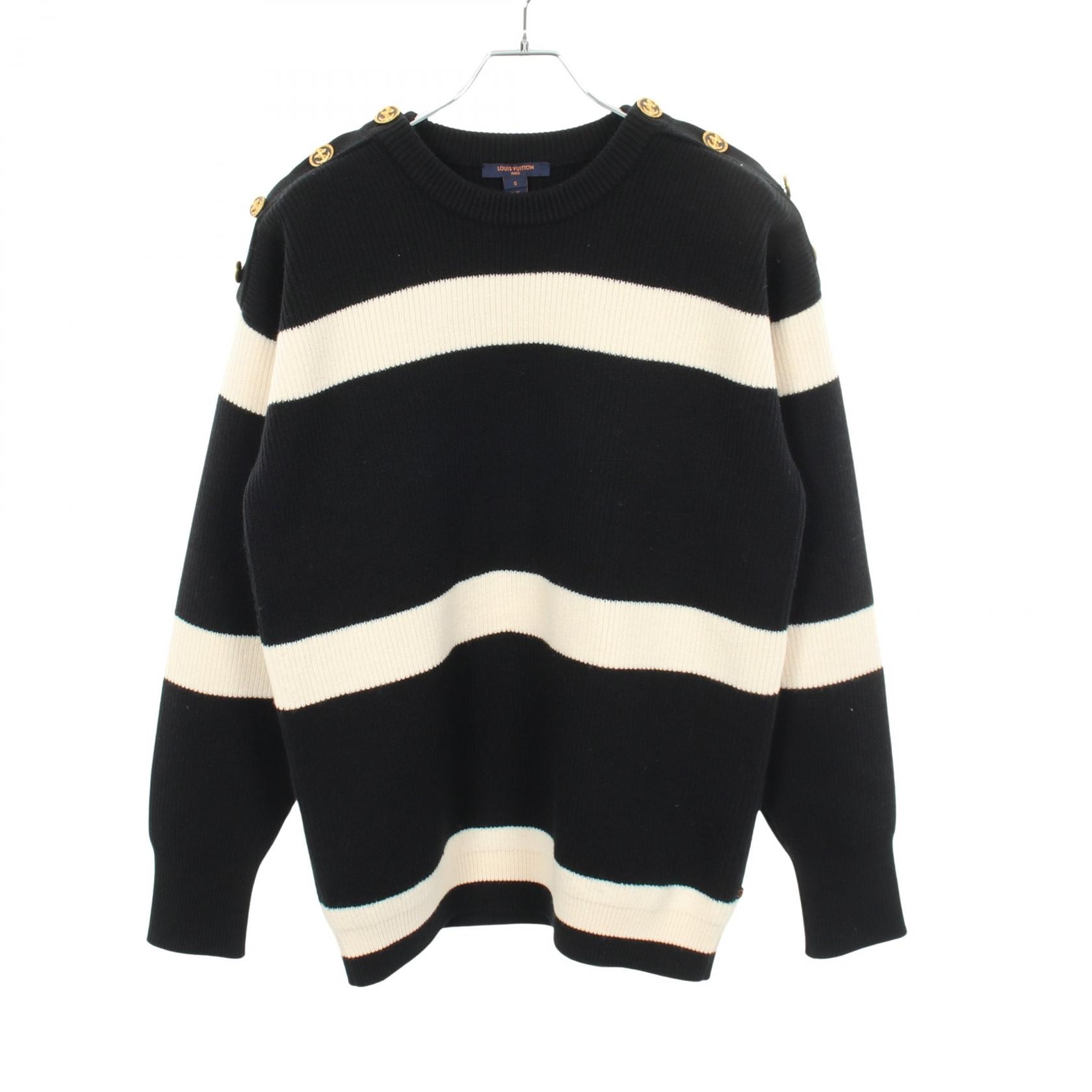 ルイ・ヴィトン LOUIS VUITTON ボーダー ニット 衣料品 トップス ウール レディース ブラック系 / ホワイト系 RM212W GB9 FLKL12 【中古】