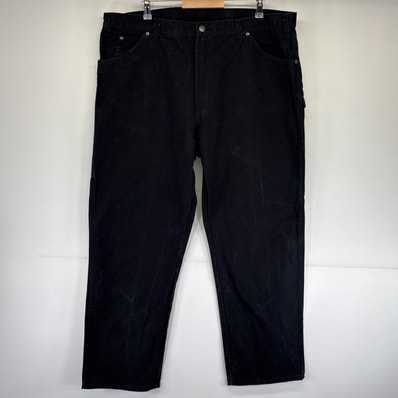 古着 ディッキーズ Dickies ワークパンツ ダック ペインターパンツ ワンポイントロゴ 大きいサイズ w44 L32 ブラック メンズ